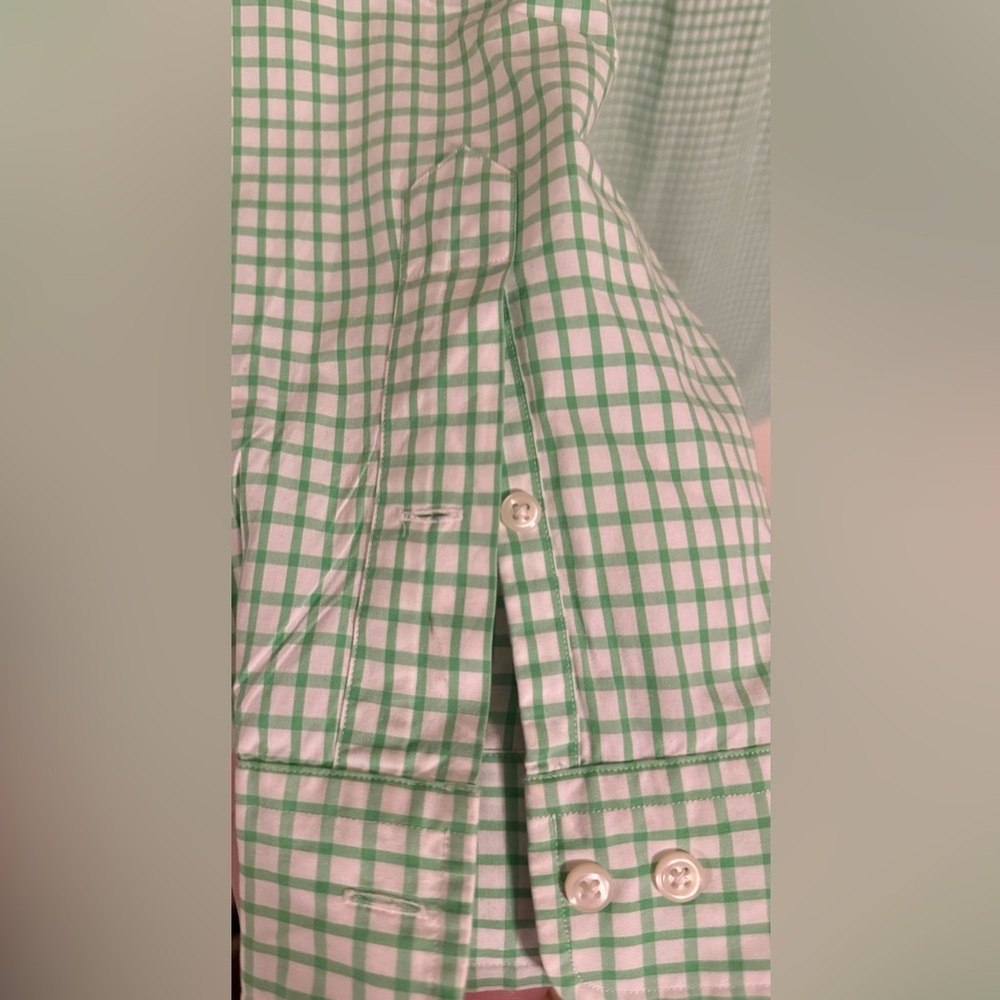 Ralph Lauren Classic Fit Green White Check Button-Down Shirt Men’s Size 18 34-35 - Picture 7 of 7